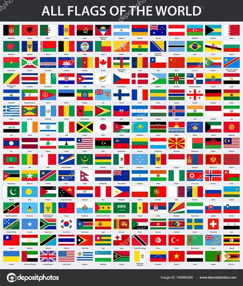 Todas Bandeiras Mundo Ordem Alfabética Stock Vector by ©-panya- 196960280