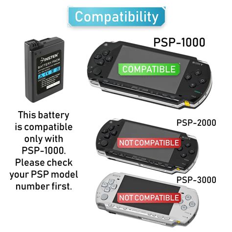 Insten Compatible With SONY PSP 1000 1001 High capacity 1800mAh Battery ...