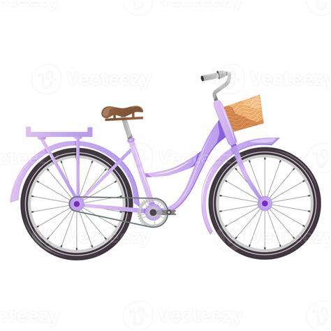 Cute cartoon purple bicycle with a basket in front illustration 22122050 PNG