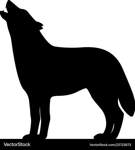 Black silhouette of a howling wolf Royalty Free Vector Image