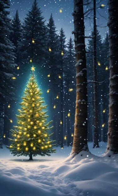 Premium AI Image | A Christmas Tree In A Snowy Forest Clearing ...