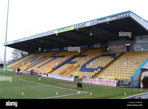 Mansfield fans in the stand at the one call stadium hi-res stock ...