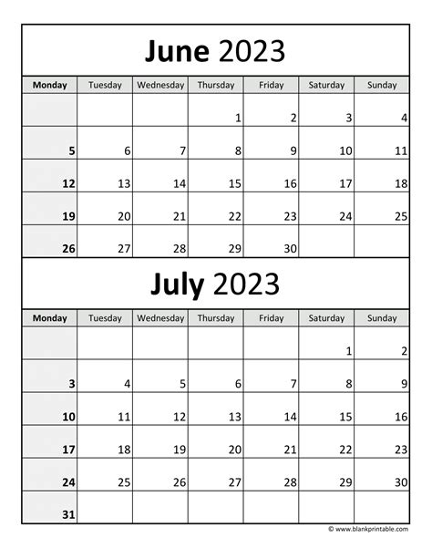 June July 2023 Calendar Powerpoint - PELAJARAN