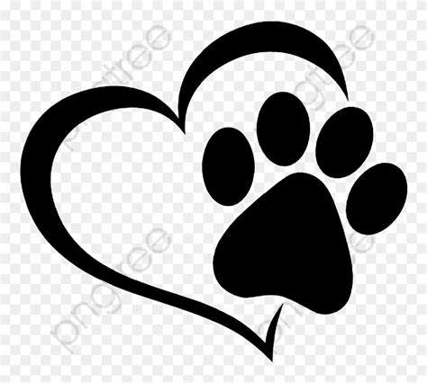 Love And Cat Prints - Dog Paw Clipart Black And White, HD Png Download ...