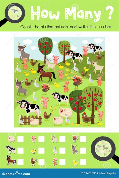 How many game farm animal stock vector. Illustration of counting - 174513305