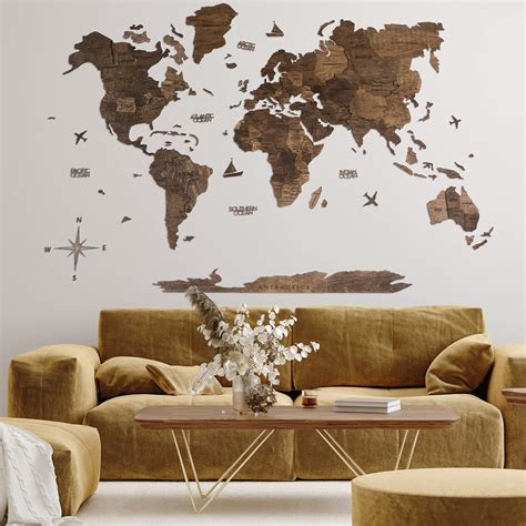 Home Decor 3D Wood World Map Wall Art Large Wall India | Ubuy