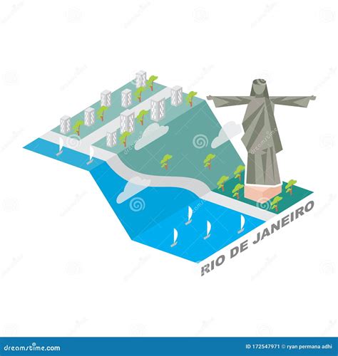 Simple Christ of Redeemer Rio De Janeiro City Illustration Stock Image - Illustration of ...