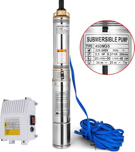 KITGARN Well Submersible Pump 0.37KW 220V Submersible Well Pump 150ft 25GPM Stainless Steel Deep ...