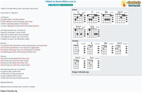 Chord: I Want to Know What Love Is - tab, song lyric, sheet, guitar, ukulele | chords.vip