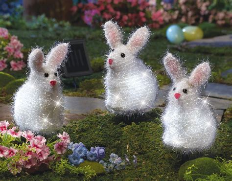 Solar Easter Rabbits Out Door Yard Decor Stakes 10"H NEW Bunny Bunnies | Collections etc, Easter ...