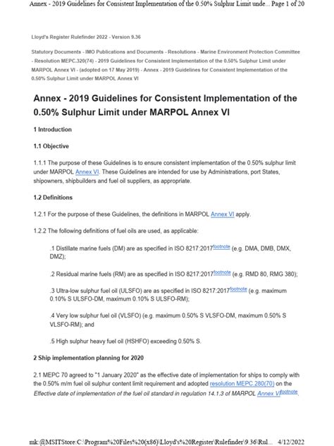 Annex 2019 Guidelines Marpol 6 Sulphur Guide | PDF | Fuel Oil | Combustion