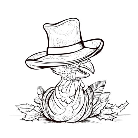 Continuous Line Drawing Of Turkey And Pilgrim Hat Celebrate Thanksgiving Day, Thanksgiving ...