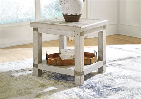 Gray Wash Coffee Table And End Tables / Rustic Wood Side Table Grey ...