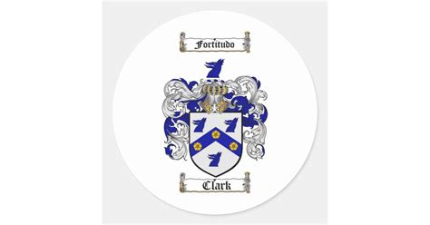 CLARK FAMILY CREST - CLARK COAT OF ARMS CLASSIC ROUND STICKER | Zazzle