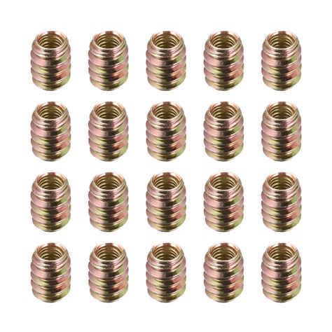 Furniture Threaded Insert Nuts Carbon Steel M6 Thread 15mm Length 20pcs ...