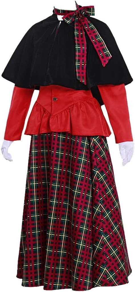 Amazon.com: Charles Dickens Caroler Costume Victorian Yuletide Lady Women's Christmas Caroler ...