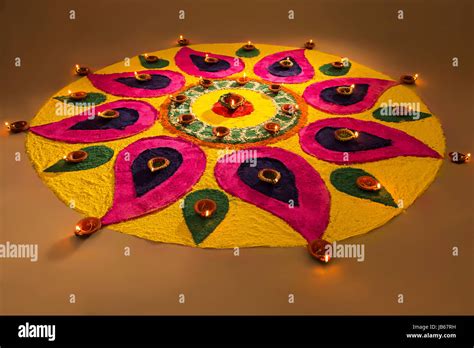 Decoration Diwali Festival Onam Rangoli Diya Religion Stock Photo - Alamy