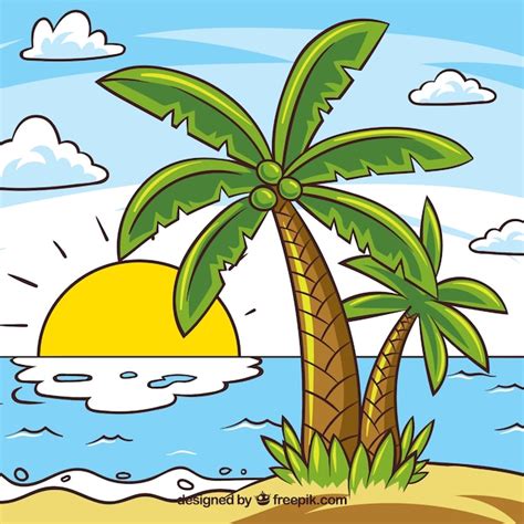 Free Vector | Hand drawn island background