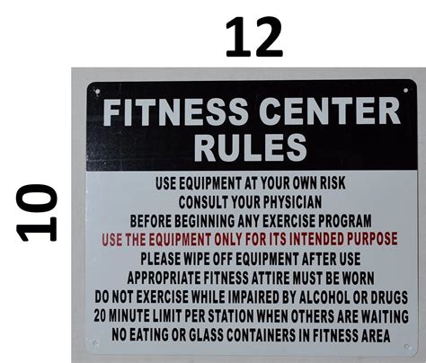 FITNESS CENTER RULES SIGN (HEAVY DUTY ALUMINUM HPD SIGNS FOR NYC) | DOB ...