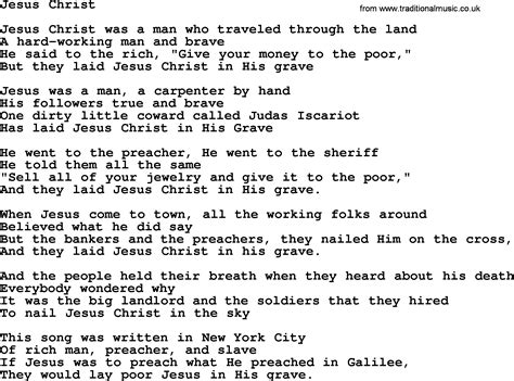 Woody Guthrie song - Jesus Christ, lyrics