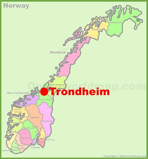 Trondheim location on the Norway Map - Ontheworldmap.com