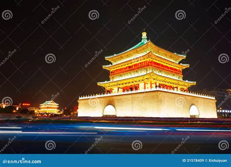 Xian Bell Tower_drum-tower_night_xian_shanxi Stock Image - Image of ...