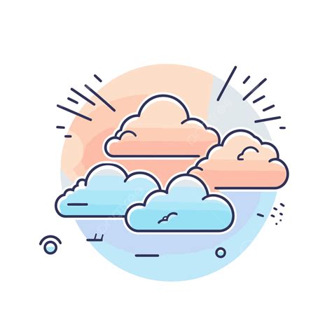 Clouds Line Illustration With Sun And Sun Spots Vector, Sky, Lineal ...