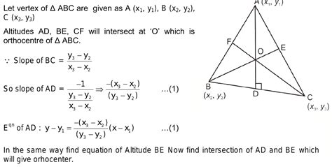 Derivation of orthocenter formula of triangle.