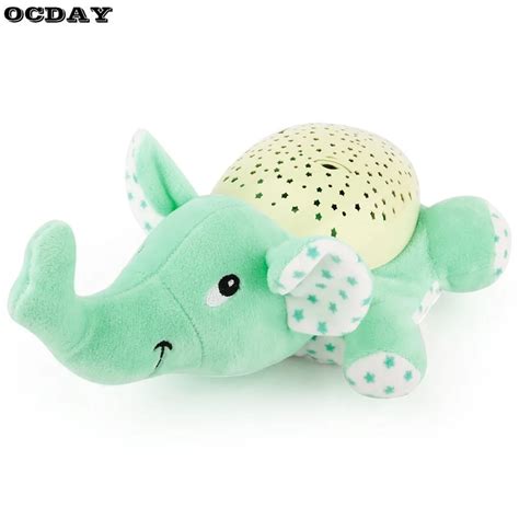 Baby Sleep LED Night Light Plush Stuffed Animal Toys Projector Sleeping Luminous Light Music Sky ...