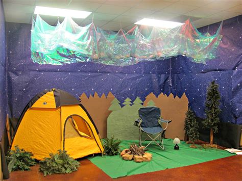 Pretty cool outside idea for vbs | Camping theme, Camping theme classroom, Vbs themes