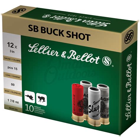 SB12BSA Sellier & Bellot Ammo 12 Gauge 3 Inch 00 Buckshot 10 Round Box - Omaha Outdoors