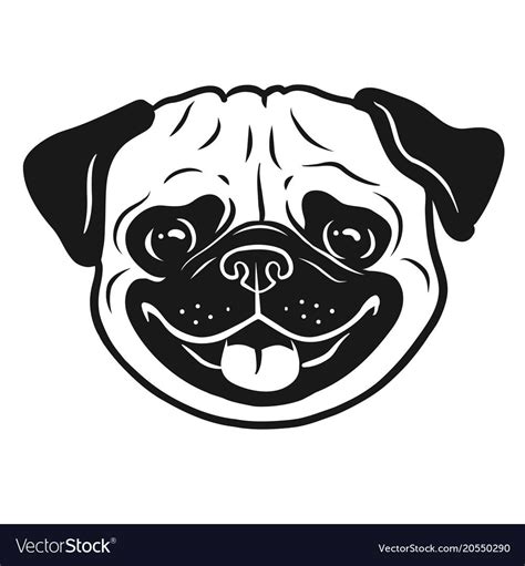 Pug dog black and white hand drawn cartoon Vector Image Bulldog Puppies, Pug Dog, Teach Dog ...