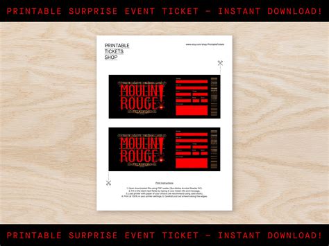 Printable Moulin Rouge Broadway Ticket Surprise, Musical Collectible ...