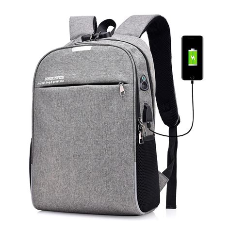 20l anti-theft men laptop notebook backpack usb charging port school ...