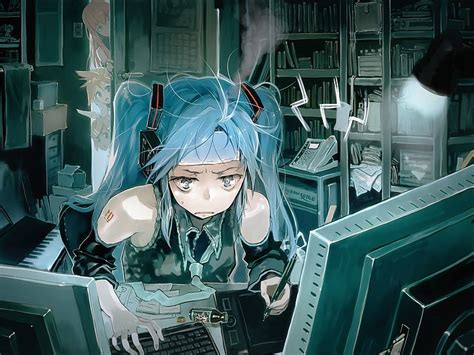 19++ Wallpaper Anime Girl With Computer