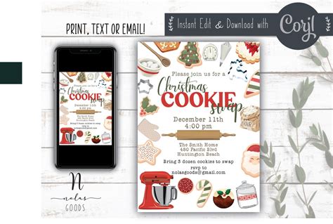 Cookie Swap Invitation Template, Christmas Cookie Exchange Invitation, Cookie Exchange Flyer ...