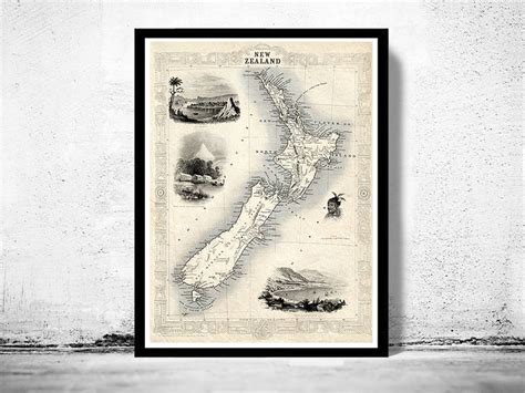 Old Map of New Zealand 1851 Vintage Map Wall Map Print - VINTAGE MAPS AND PRINTS