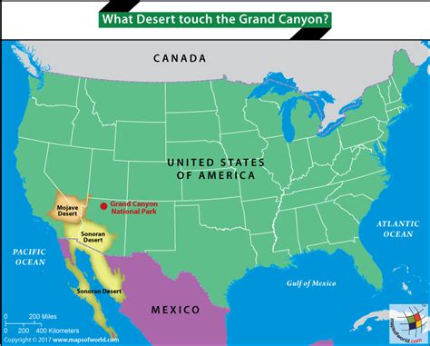 Map of USA highlighting Grand Canyon national park, Sonoran Desert аnd Mоjаvе Desert - Answers