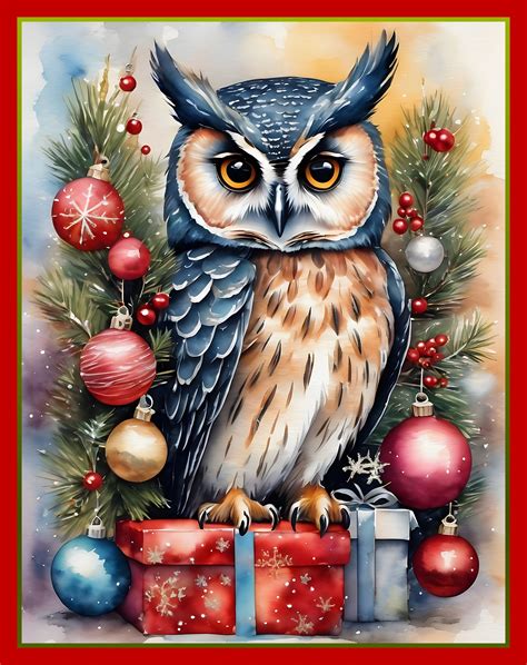 Owl Bird Christmas Art Free Stock Photo - Public Domain Pictures