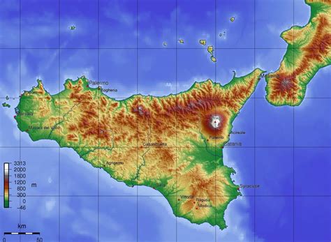 Topographic Map of Sicily - Mapsof.Net