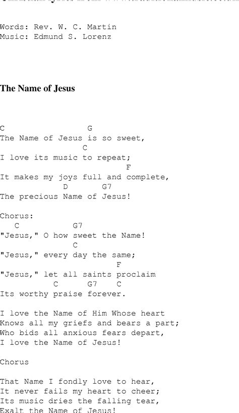 The Name of Jesus - Christian Gospel Song Lyrics and Chords