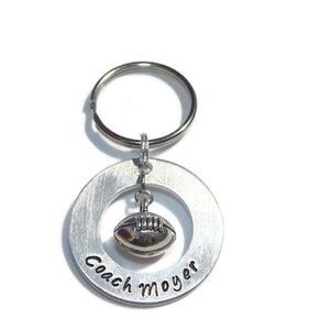 Personalized Football Coach Keychain Custom Football Gift Custom Football Team Gift Football ...