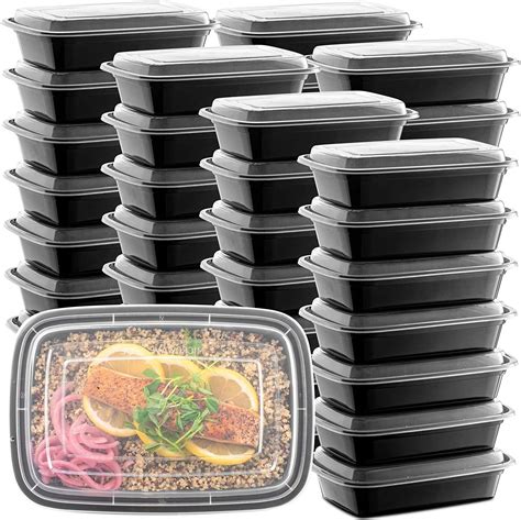 Buy 50 Pack of 750ml, 1000ml & 1250ml Meal Prep Containers with Lids ...