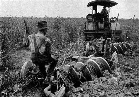 Early 20th century image of a tractor ploughing an alfalfa field. | Old farm equipment, Tractors ...