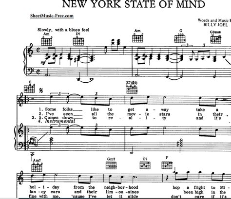 Billy Joel - New York State Of Mind Free Sheet Music PDF for Piano ...