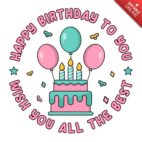 Cute Happy Birthday Wish Template | Free Design Template