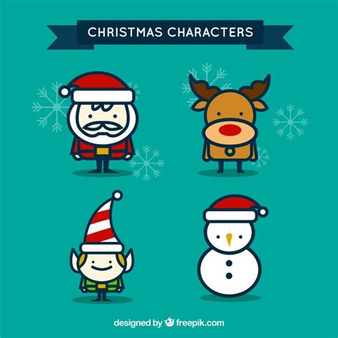 Cute christmas characters | Free Vector