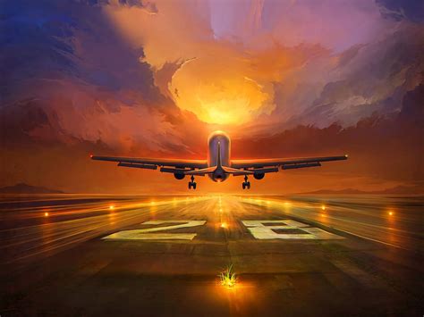 Download Captivating Artwork on Runway With an Airplane In View ...