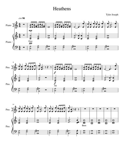 Heathens (A Cappella) Sheet music for Piano | Download free in PDF or MIDI | Musescore.com