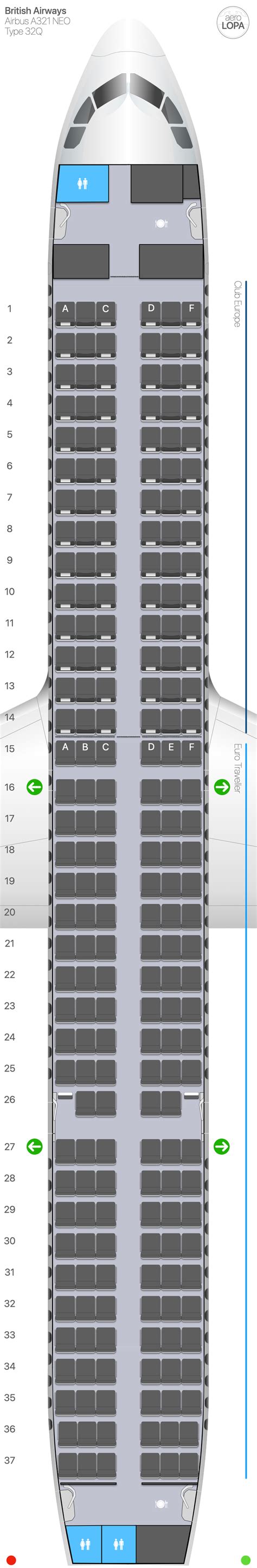 BA Airbus A321 neo type 32Q - aeroLOPA | Detailed aircraft seat plans